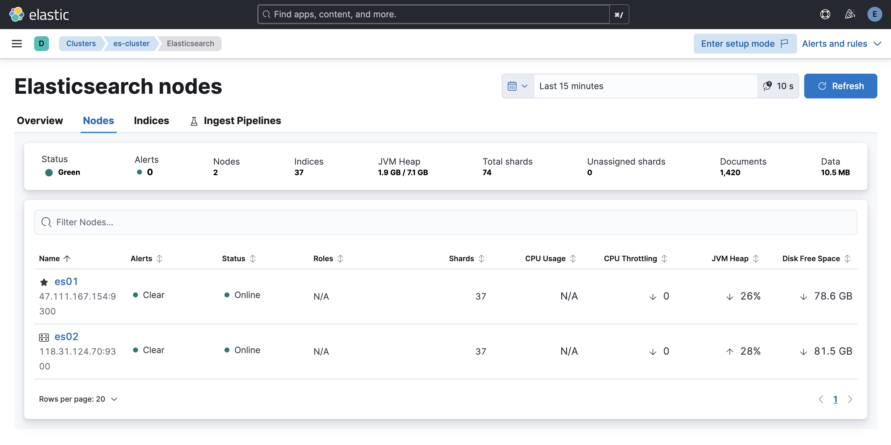 Kibana Frontend Interface